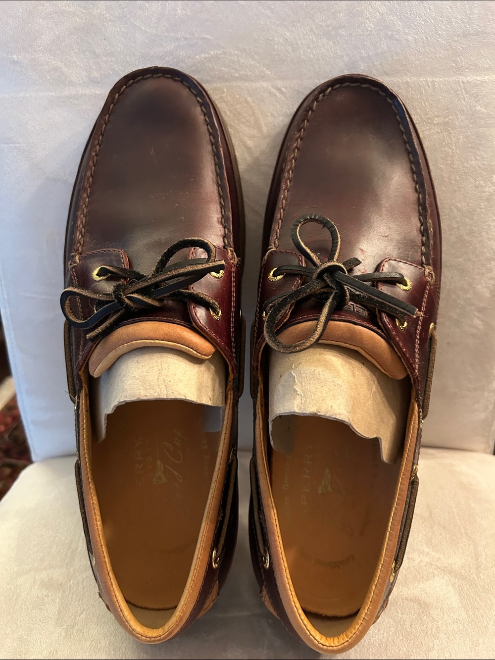 Sperry Men’s Boat Shoes in Burgundy Leather - Picture 3 of 6
